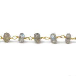 5-6mm Labradorite Faceted Rondelle Vermeil Chain - Lot of 2 Feet (ONLINE ORDER ONLY)