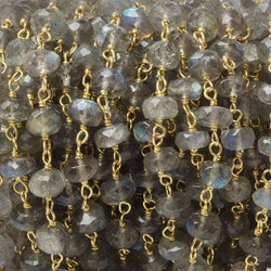 5-6mm Labradorite Faceted Rondelle Vermeil Chain - Lot of 2 Feet (ONLINE ORDER ONLY)