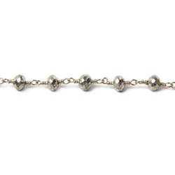 5-6mm Pyrite faceted rondelle Silver Chain by the foot 26 pieces (ONLINE ORDER ONLY)