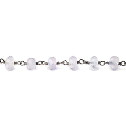 5-6mm Violet Scapolite faceted rondelle Black Gold .925 Chain by the foot 35 beads