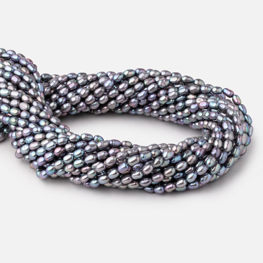 5-6mm Violet Silver Straight Drill Oval Freshwater Pearls 16 inch 72 Beads (ONLINE ORDER ONLY)