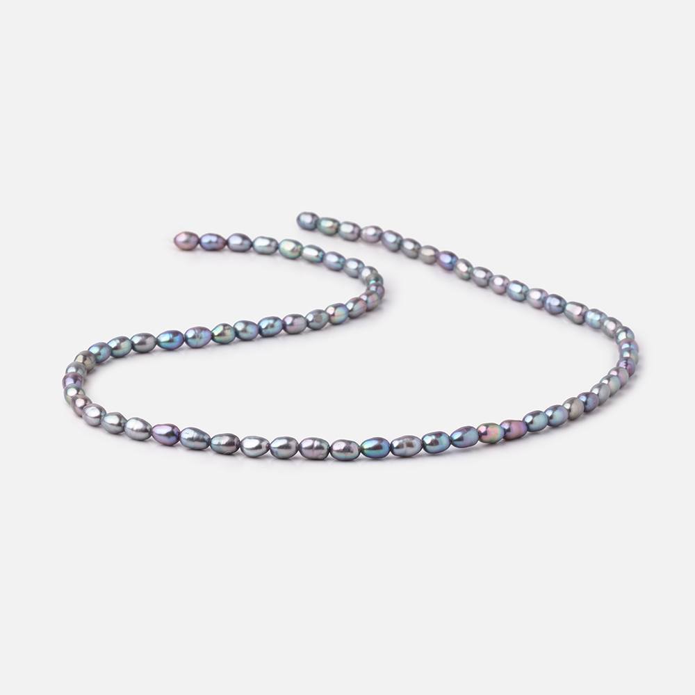 5-6mm Violet Silver Straight Drill Oval Freshwater Pearls 16 inch 72 Beads (ONLINE ORDER ONLY)