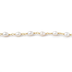 5-6mm White Oval Freshwater Pearls on Vermeil Chain (ONLINE ORDER ONLY)