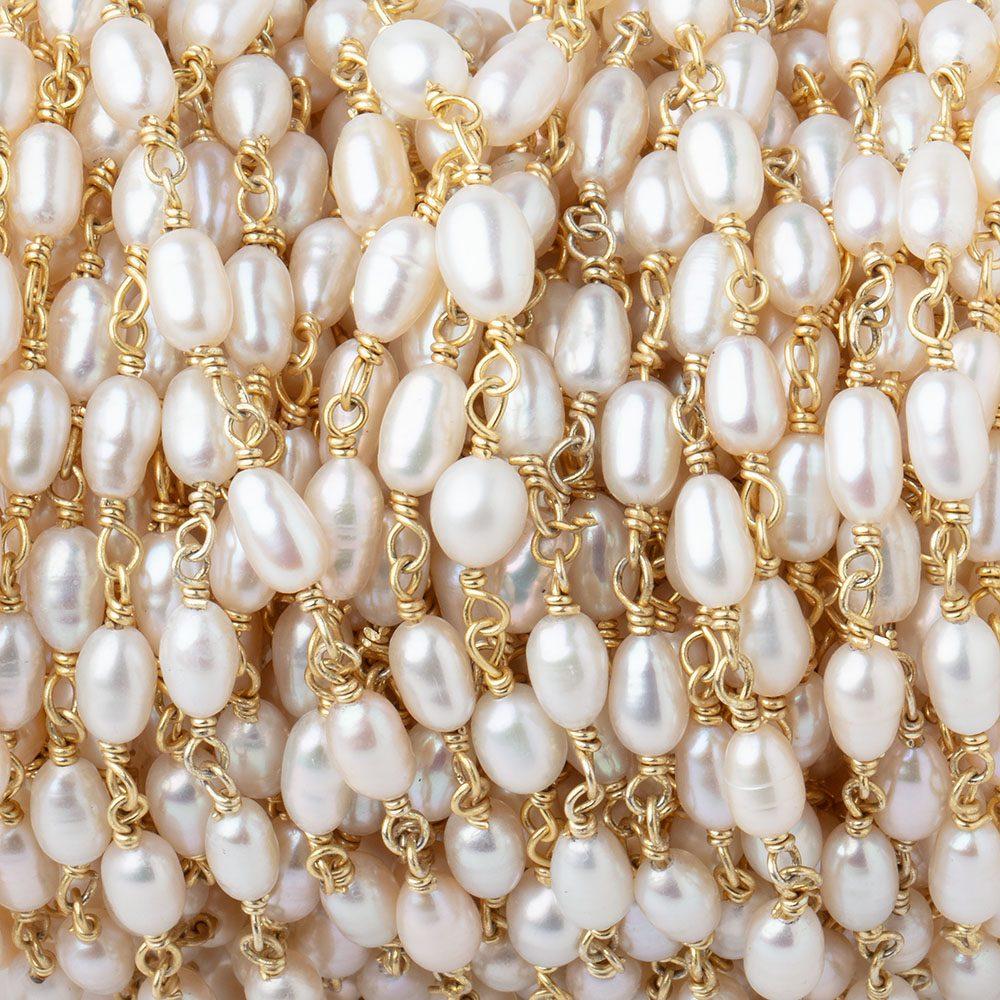 5-6mm White Oval Freshwater Pearls on Vermeil Chain (ONLINE ORDER ONLY)