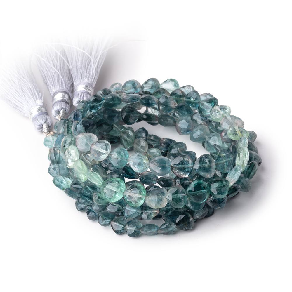 5-7mm Bi-Color Indicolite Tourmaline Straight Drilled Faceted Hearts 16 inch 72 Beads (ONLINE ORDER ONLY)