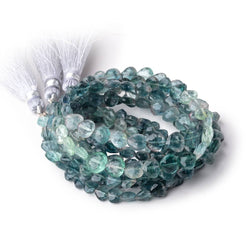 5-7mm Bi-Color Indicolite Tourmaline Straight Drilled Faceted Hearts 16 inch 72 Beads (ONLINE ORDER ONLY)