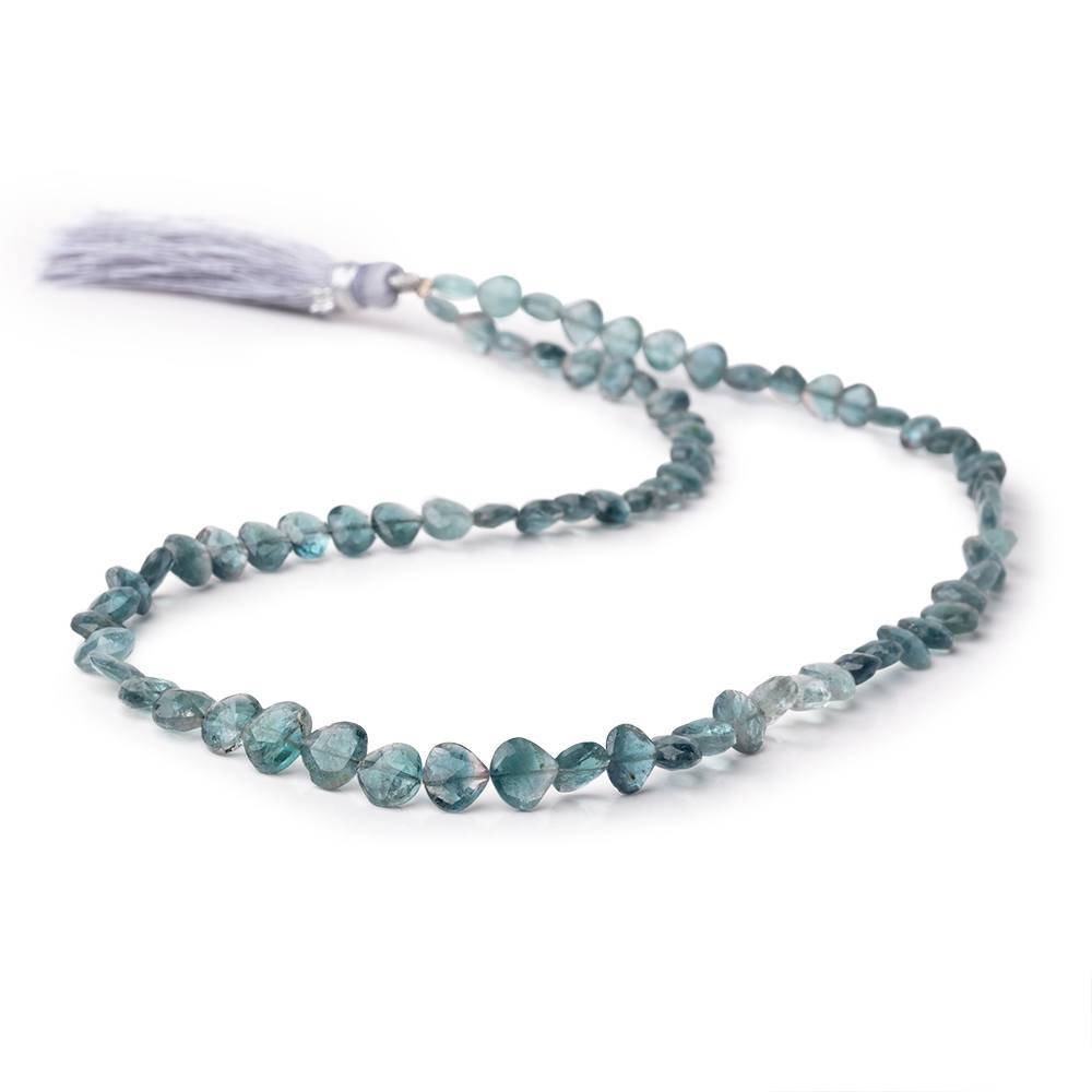 5-7mm Bi-Color Indicolite Tourmaline Straight Drilled Faceted Hearts 16 inch 72 Beads (ONLINE ORDER ONLY)