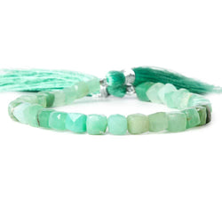 5-7mm Chrysoprase faceted cube Beads 8 inch 35 pieces (ONLINE ORDER ONLY)