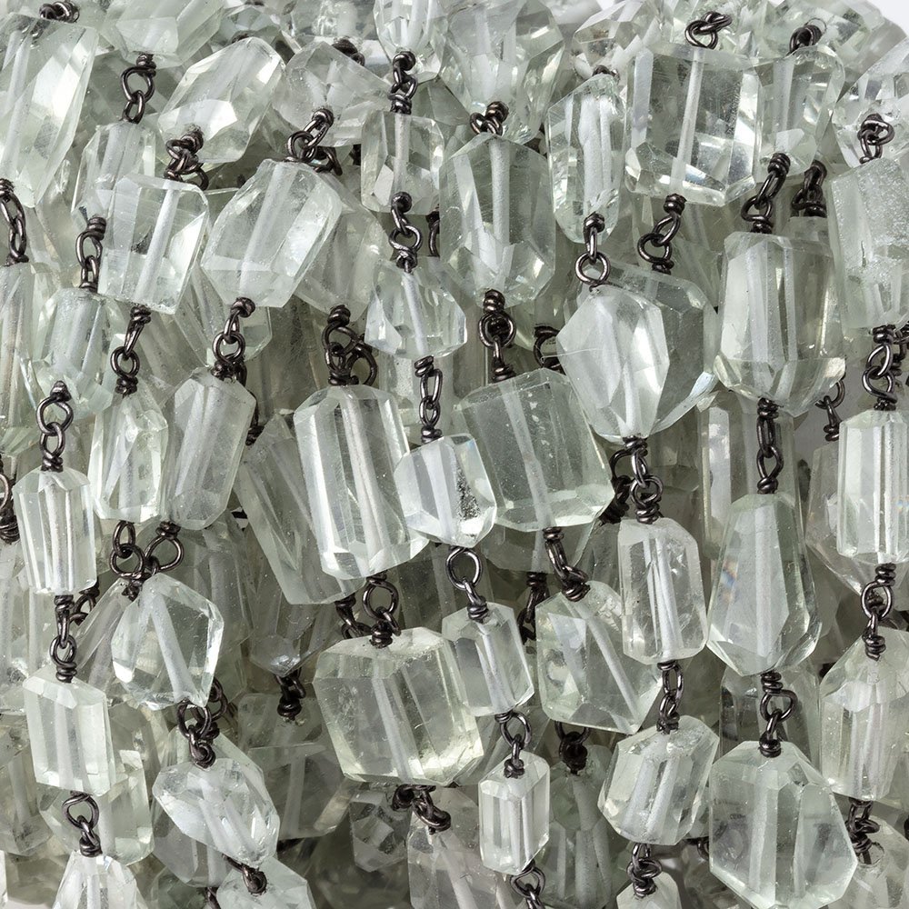 5-7mm Prasiolite Faceted Nuggets on Black Gold over .925 Silver Chain (ONLINE ORDER ONLY)