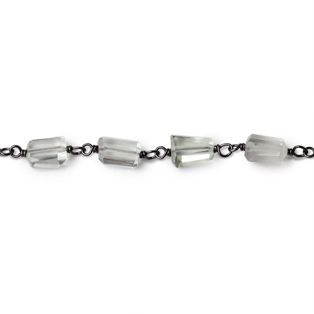 5-7mm Prasiolite Faceted Nuggets on Black Gold over .925 Silver Chain (ONLINE ORDER ONLY)