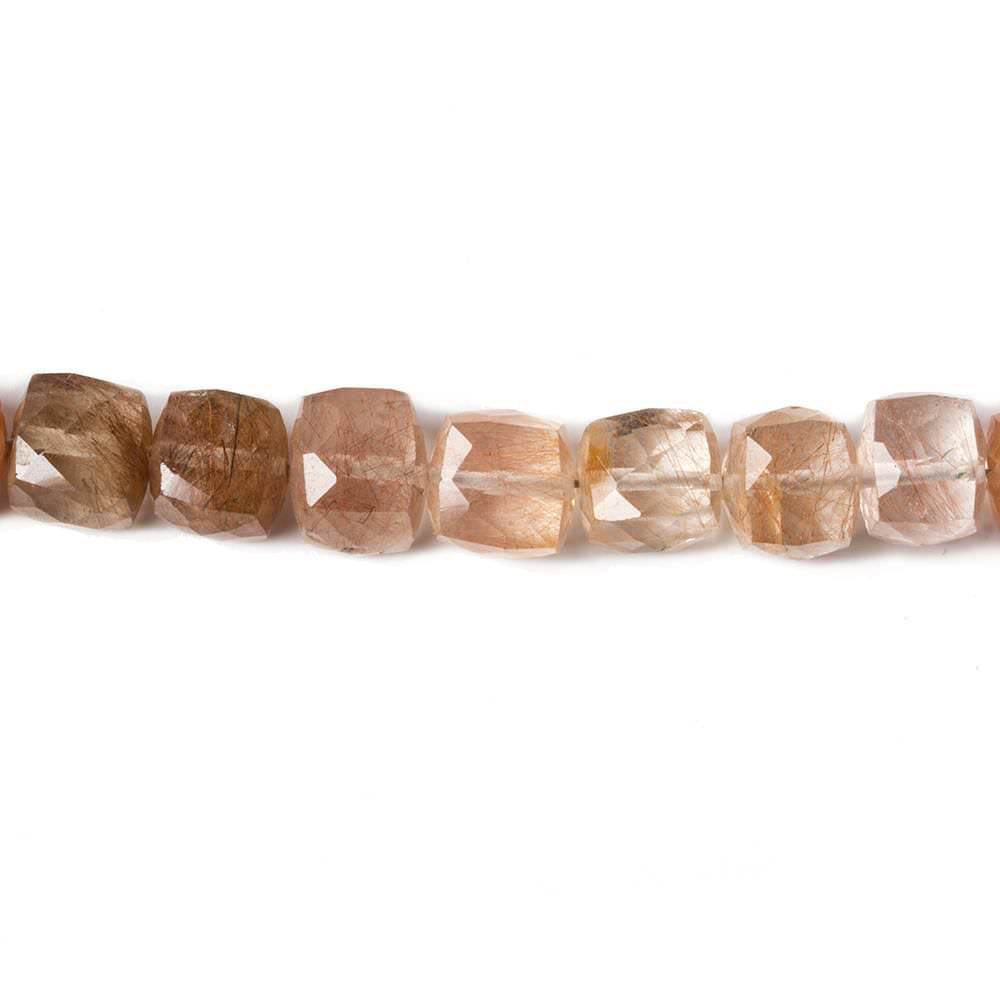 5-7mm Rutilated Quartz Faceted Cube 8 inch 32 pieces (ONLINE ORDER ONLY)