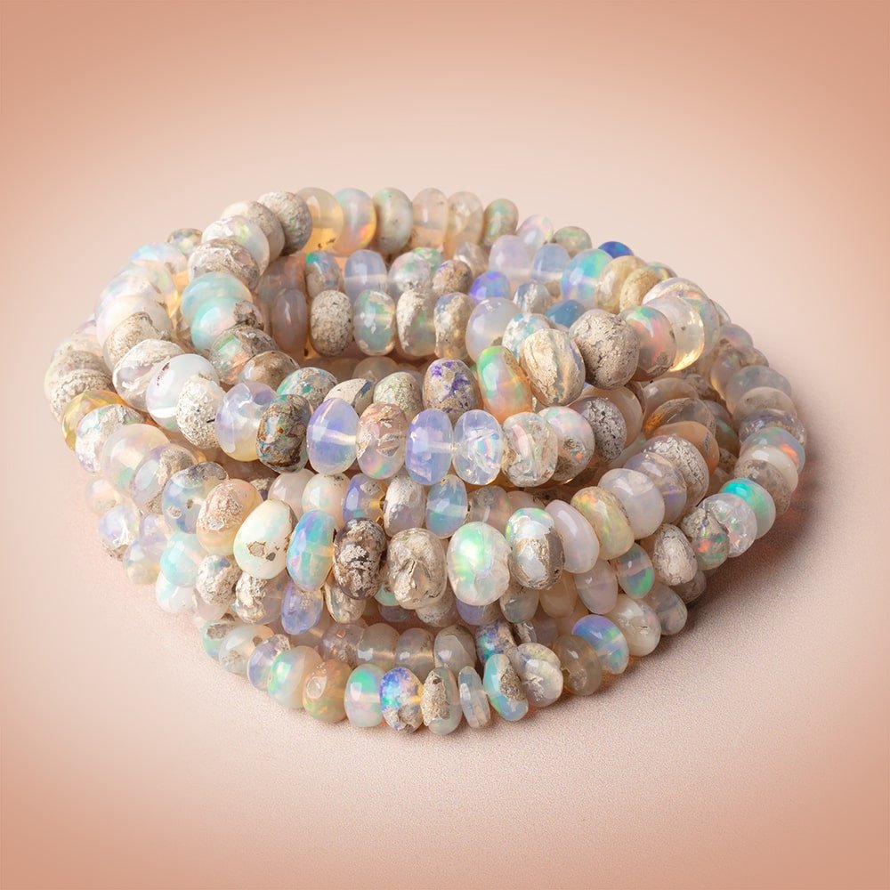 5-8mm Ethiopian Opal with Matrix Plain Rondelle 17.25 inch 75 Beads AA (ONLINE ORDER ONLY)