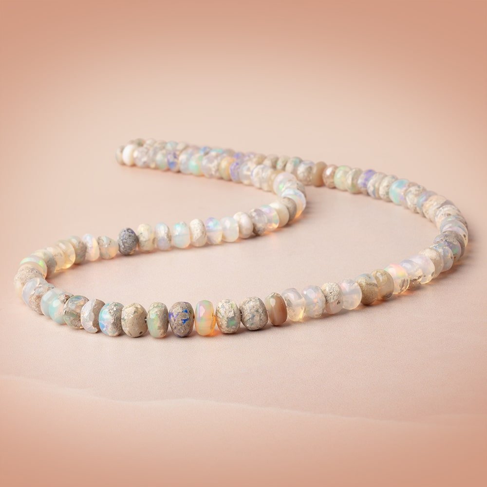 5-8mm Ethiopian Opal with Matrix Plain Rondelle 17.25 inch 75 Beads AA (ONLINE ORDER ONLY)