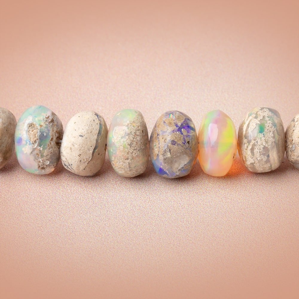 5-8mm Ethiopian Opal with Matrix Plain Rondelle 17.25 inch 75 Beads AA (ONLINE ORDER ONLY)