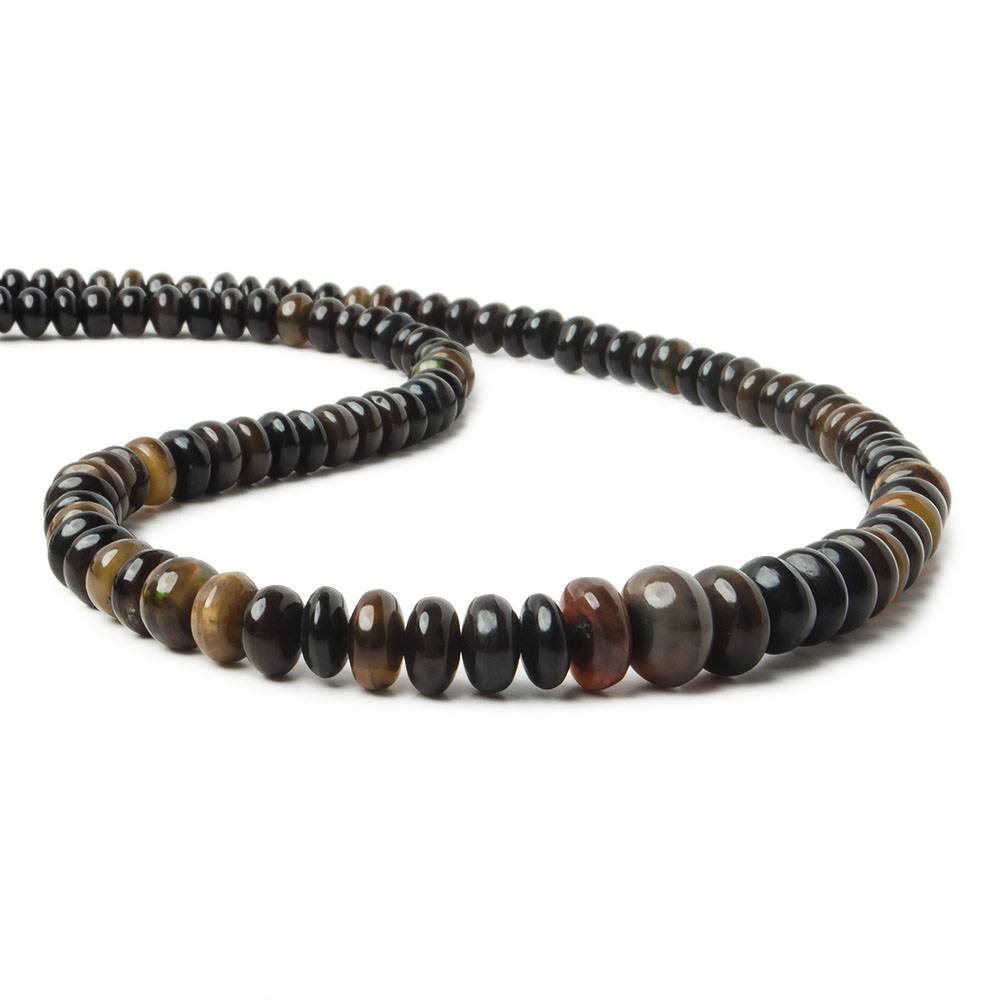 5-9mm Black Ethiopian Opal Plain Rondelle Beads 17.5 inch 130 pieces (ONLINE ORDER ONLY)