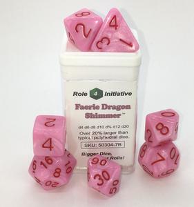 Faerie Dragon Shimmer w/ Rose Numbers 7-Dice Set RPG DND Dice (Online Only)