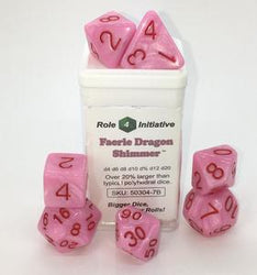Faerie Dragon Shimmer w/ Rose Numbers 7-Dice Set RPG DND Dice (Online Only)