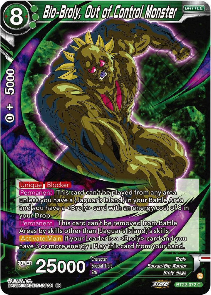 Bio-Broly, Out of Control Monster (BT22-072) [Critical Blow] (ONLINE ORDER ONLY)