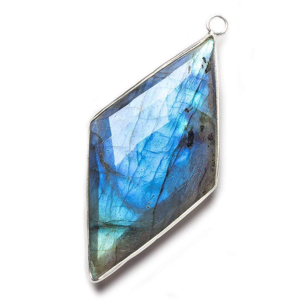 50x26mm Sterling Silver bezel Labradorite faceted kite Pendant 1 focal bead (ONLINE ORDER ONLY)