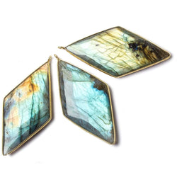 50x26mm Vermeil bezel Labradorite faceted kite Pendant 1 focal (ONLINE ORDER ONLY)