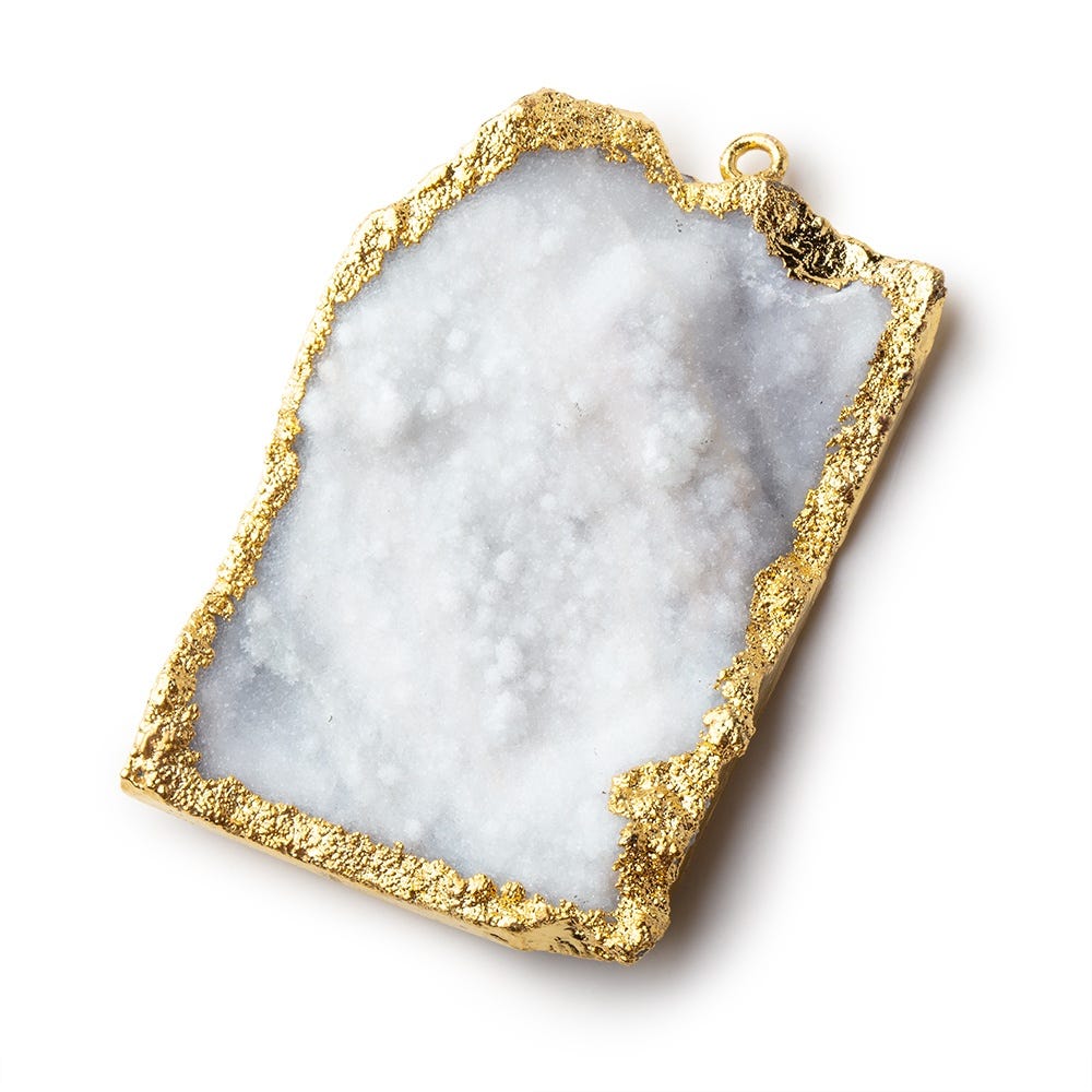 50x35mm Gold Leafed White Drusy Freeform Pendant 1 piece (ONLINE ORDER ONLY)