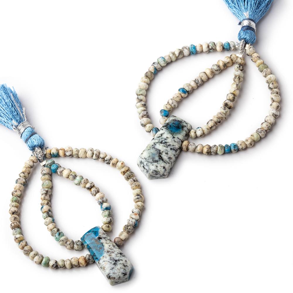 50x50mm K2 Azurite Granite "K2 Jasper" Fancy Focal Beads Set of 2 (ONLINE ORDER ONLY)