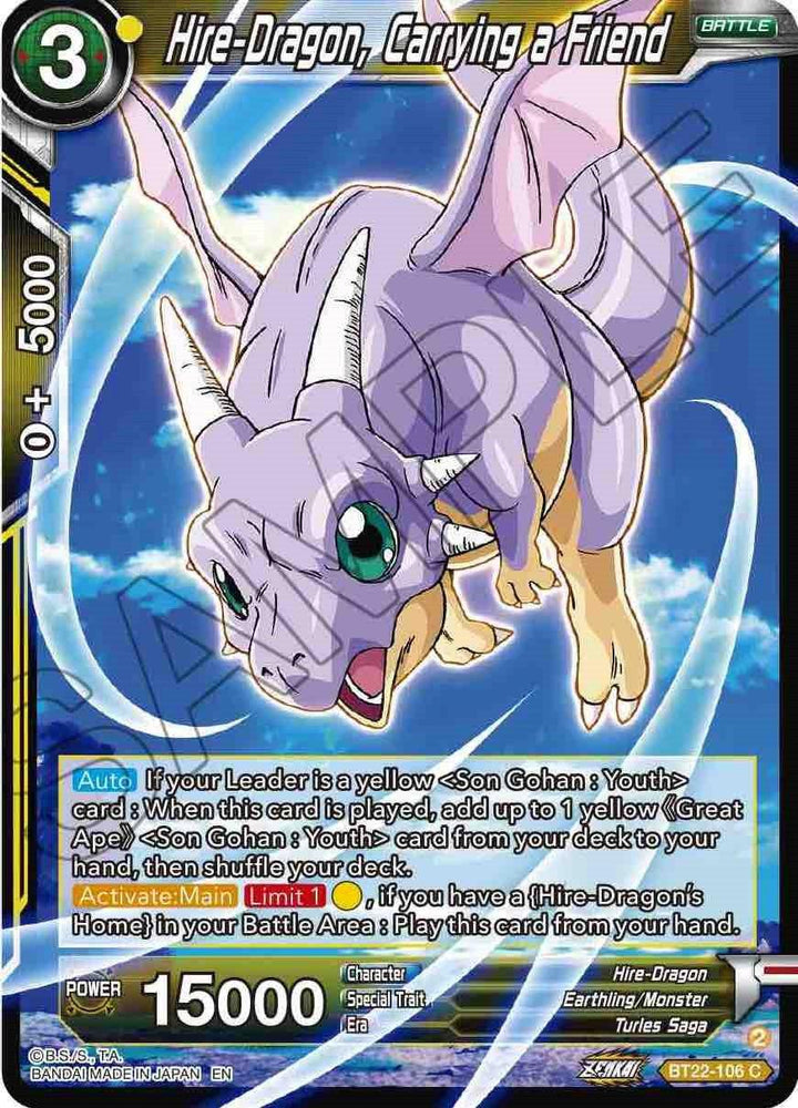 Hire-Dragon, Carrying a Friend (BT22-106) [Critical Blow] (ONLINE ORDER ONLY)