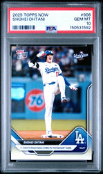 Graded 2025 Topps Now Shohei Ohtani #906 1st Ever to Reach Base 9 Times in Postseason Game Baseball Card PSA 10 Gem Mint