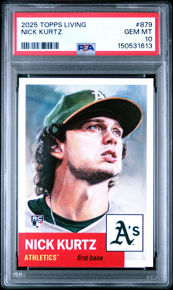 Graded 2025 Topps Living Nick Kurtz #879 Rookie RC Baseball Card PSA 10 Gem Mint