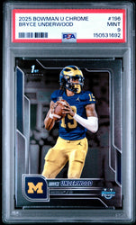 Graded 2025 Topps Bowman University Chrome Bryce Underwood #196 Rookie RC Football Card PSA 9 Mint