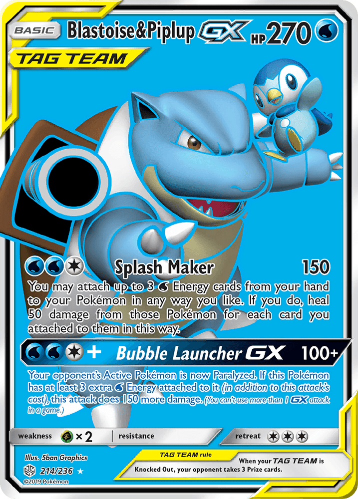 Blastoise & Piplup GX (214/236) [Sun & Moon: Cosmic Eclipse] (Online Only)