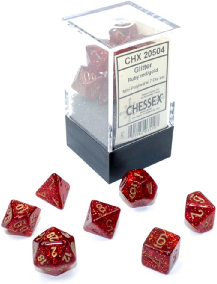 Chessex: Polyhedral Glitter Dice sets - 10mm (Online Order Only)