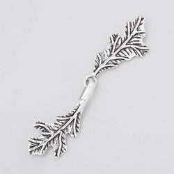 51x11mm Antiqued Sterling Silver Hook & Eye Clasp Oak Leaves 1 piece