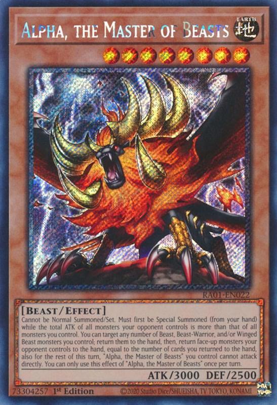 Alpha, the Master of Beasts [RA01-EN022] Platinum Secret Rare (ONLINE ORDER ONLY)