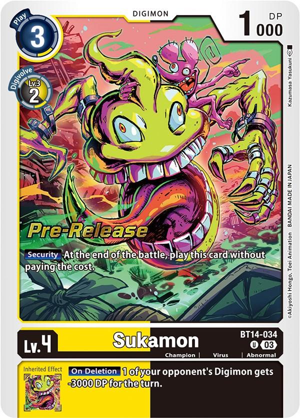 Sukamon [BT14-034] [Blast Ace Pre-Release Cards] (ONLINE ORDER ONLY)