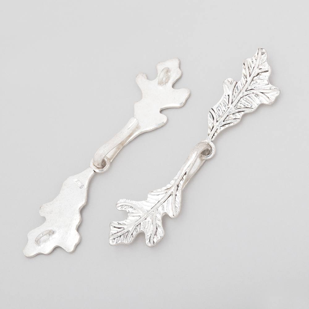 52x11mm Antiqued Sterling Silver Hook & Eye Clasp Oak Leaves 1 piece (ONLINE ORDER ONLY)