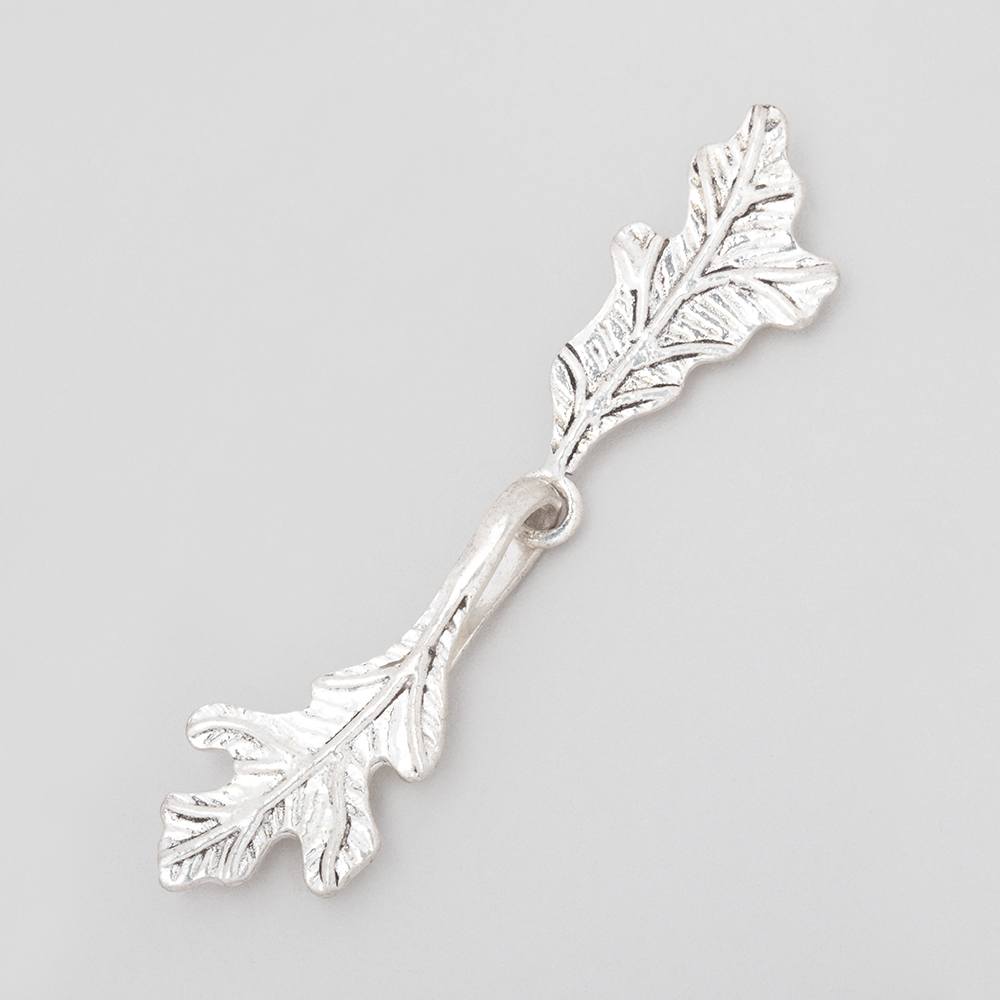 52x11mm Antiqued Sterling Silver Hook & Eye Clasp Oak Leaves 1 piece (ONLINE ORDER ONLY)