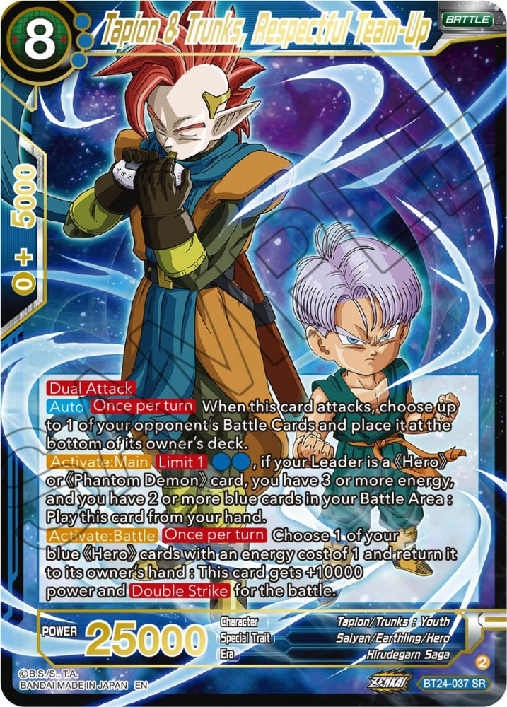 Tapin & Trunks, Respectful Team-Up (BT24-037) [Beyond Generations] (ONLINE ORDER ONLY)