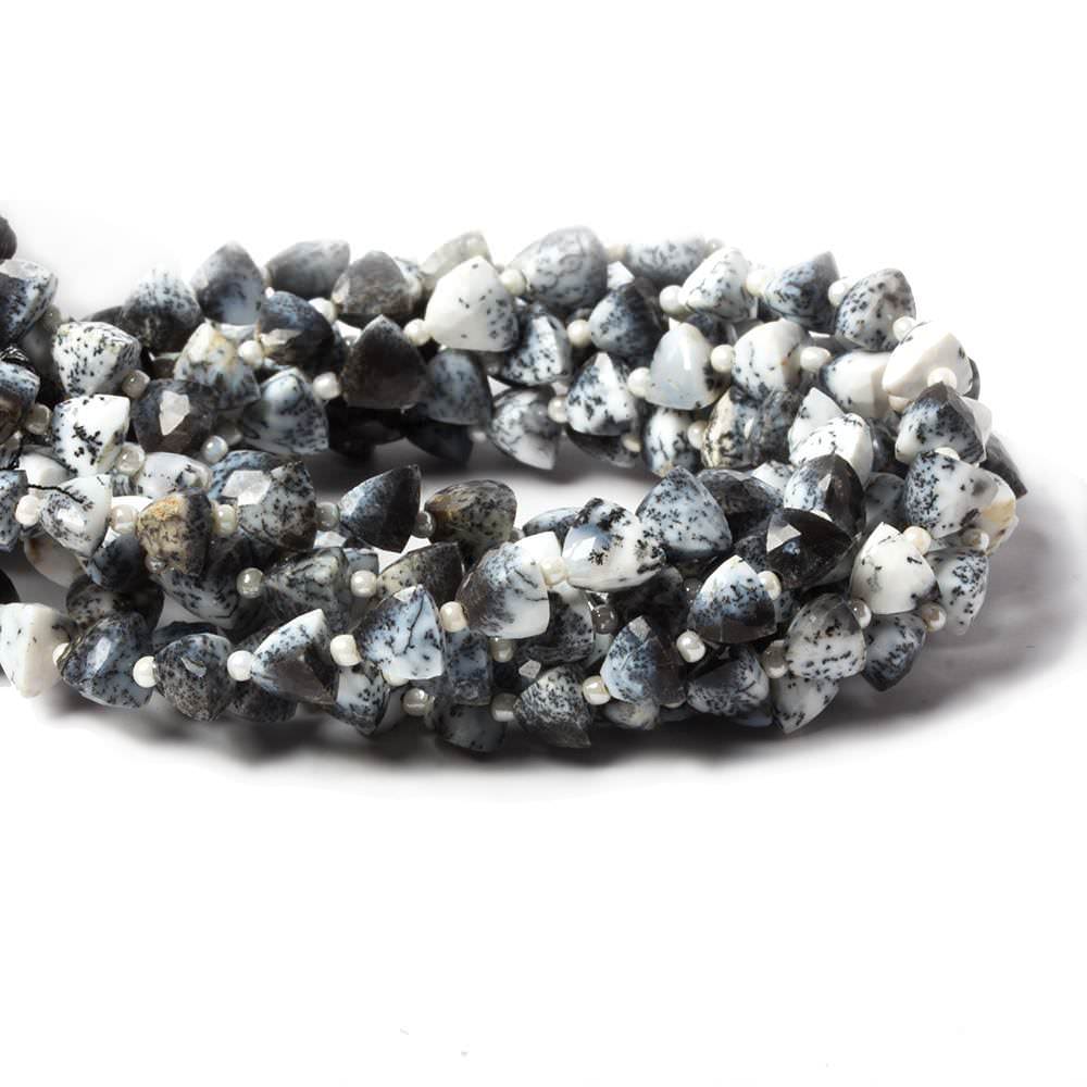 5.3x5-6.3x6mm Dendritic Opal Straight Drilled Faceted Trillion 7 inch 24 beads (ONLINE ORDER ONLY)