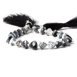5.3x5-6.3x6mm Dendritic Opal Straight Drilled Faceted Trillion 7 inch 24 beads (ONLINE ORDER ONLY)