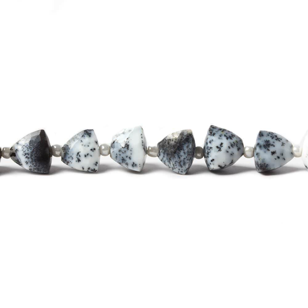 5.3x5-6.3x6mm Dendritic Opal Straight Drilled Faceted Trillion 7 inch 24 beads (ONLINE ORDER ONLY)