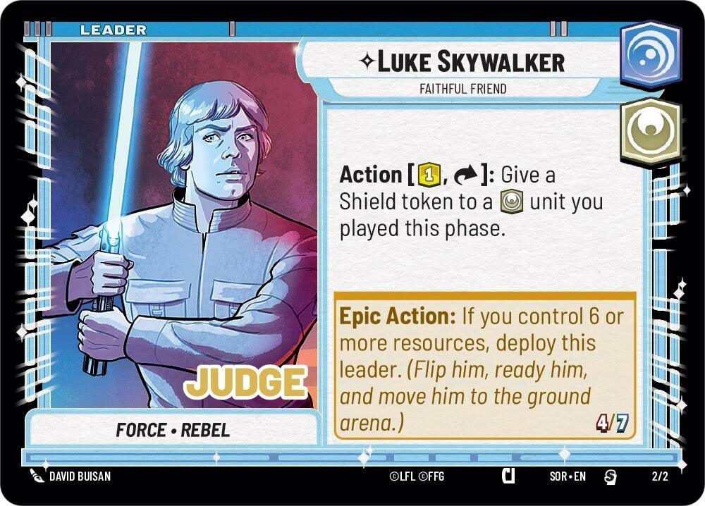 Luke Skywalker - Faithful Friend (Judge Promo) (002/002) [Spark of Rebellion Promos] (ONLINE ORDER ONLY)