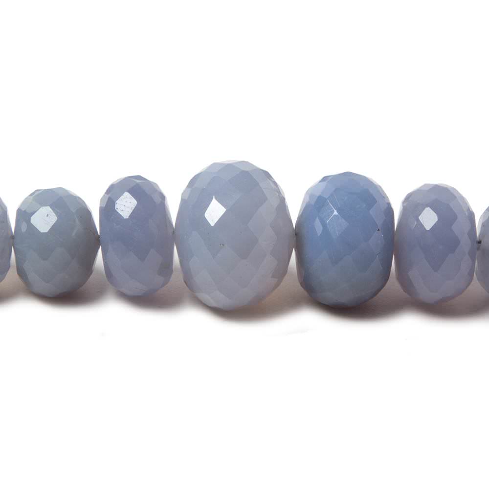 5.5-14mm Natural Blue Chalcedony faceted rondelles 19 inch 68 beads (ONLINE ORDER ONLY)