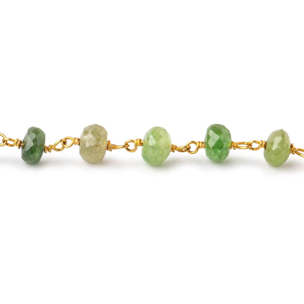 5.5-6mm Grossular Garnet Faceted Rondelles on Vermeil Chain with 34 beads per foot (ONLINE ORDER ONLY)