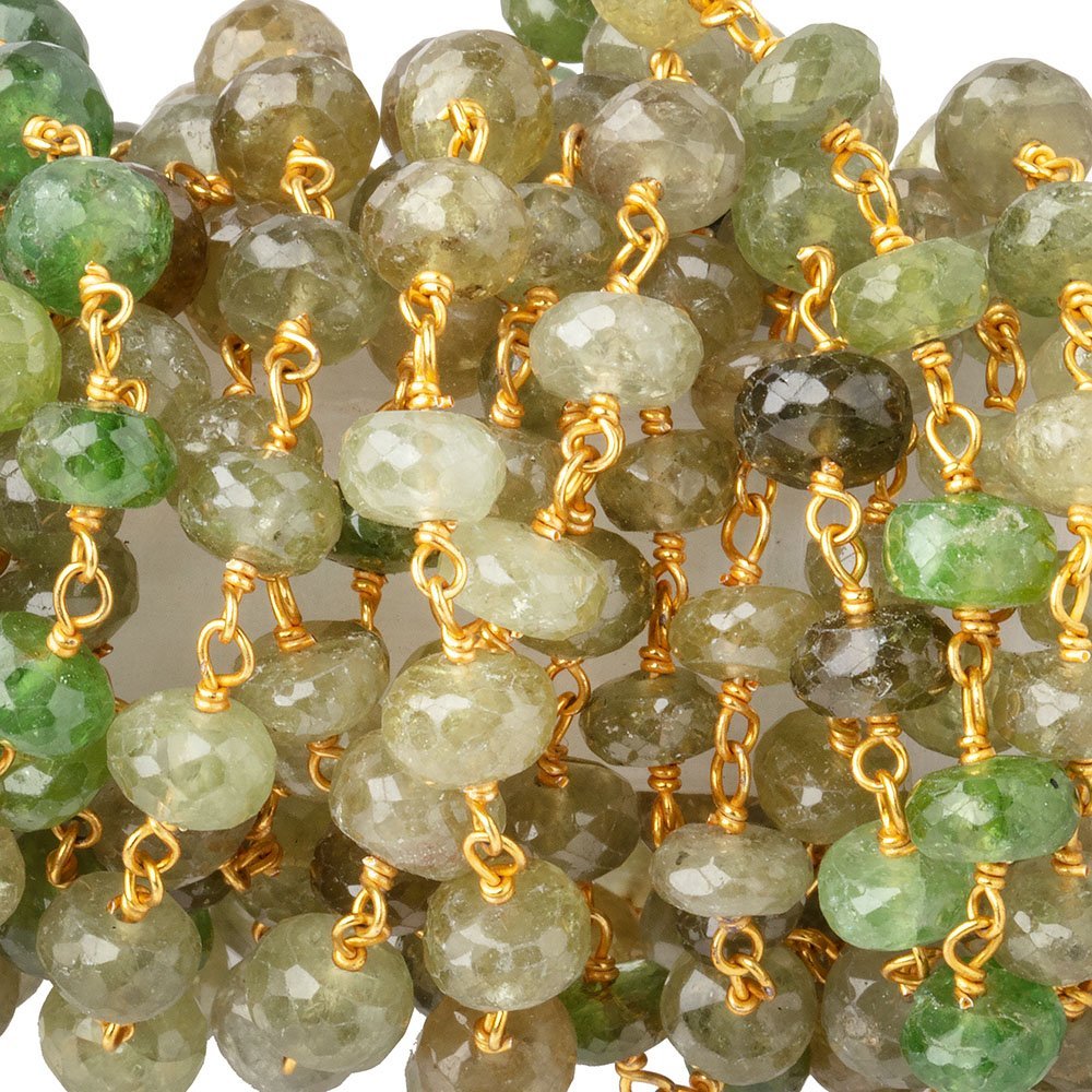 5.5-6mm Grossular Garnet Faceted Rondelles on Vermeil Chain with 34 beads per foot (ONLINE ORDER ONLY)