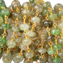 5.5-6mm Grossular Garnet Faceted Rondelles on Vermeil Chain with 34 beads per foot (ONLINE ORDER ONLY)