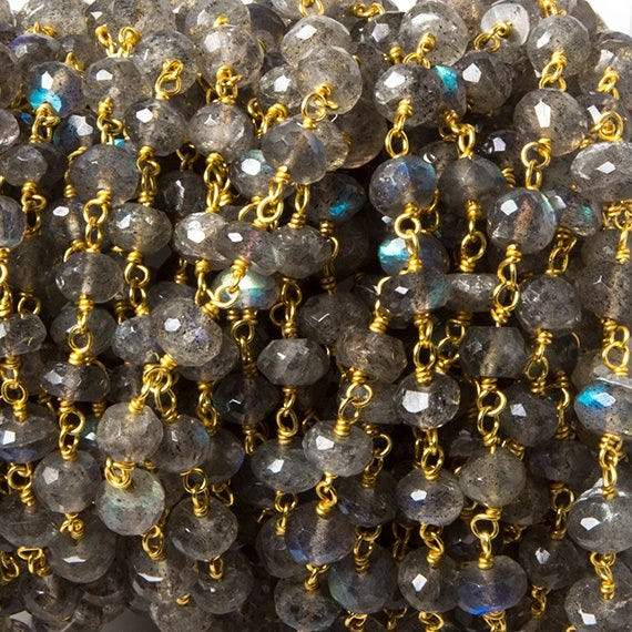 5.5-6mm Labradorite Faceted Rondelles on Vermeil Chain by the foot (ONLINE ORDER ONLY)