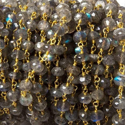 5.5-6mm Labradorite Faceted Rondelles on Vermeil Chain by the foot (ONLINE ORDER ONLY)