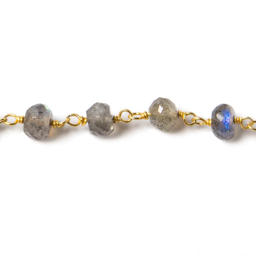 5.5-6mm Labradorite Faceted Rondelles on Vermeil Chain by the foot (ONLINE ORDER ONLY)