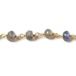 5.5-6mm Labradorite Faceted Rondelles on Vermeil Chain by the foot (ONLINE ORDER ONLY)